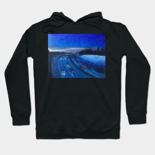 Deep Blue Night Drive Hoodie